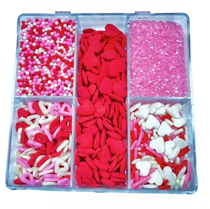 Sentovac Edible Candy Heart Jimmies Mixing Cupcake Toppers Decorations Sprinkles Cake Cupcakes Decoration