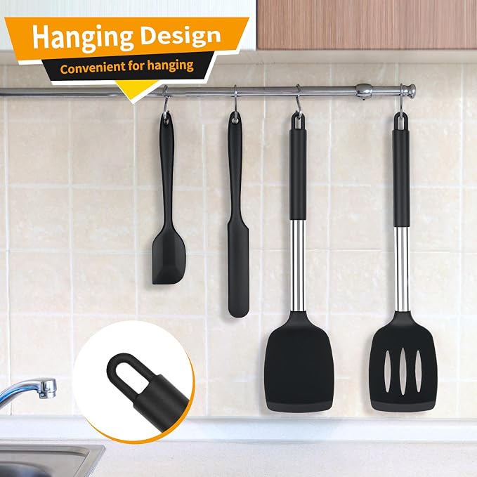 Spatulas Silicone Heat Resistant Set of 4- 200°F BPA-Free Baking Spatula, Mixing Utensils Set with Perfect Handle, Silicone Spatula for Cookware