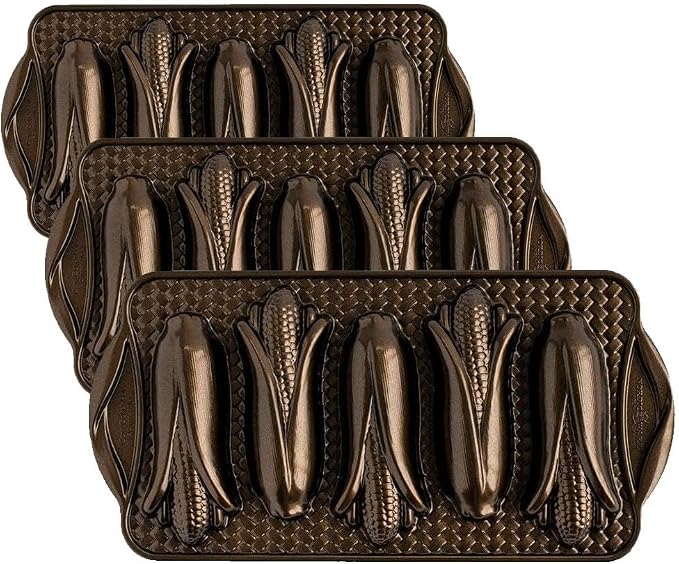 Nordic Ware Cornbread Corn Cakes Pan (Pack of 3)