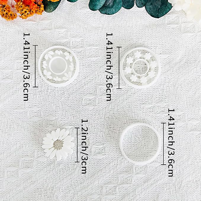 Xaekicr Round Floral Polymer Clay Cutters Set – Clay Earring Cutters for DIY Jewelry, Circle Flower Clay Tools for Earrings Making, Clay Molds for Polymer Clay Projects
