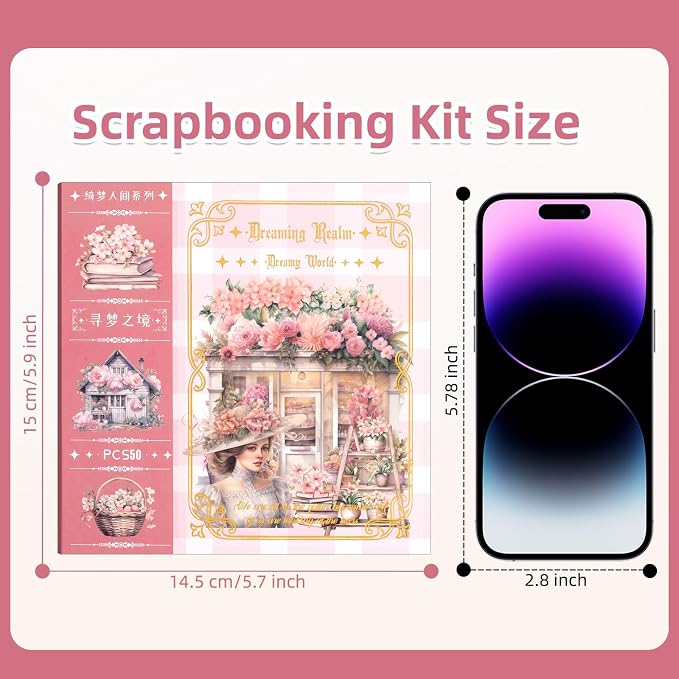 Seek Dreams Theme Sticker Scrapbooking Supplies for Junk Journal, 50 Sheets Washi Stickers - Vintage Journaling Stickers
