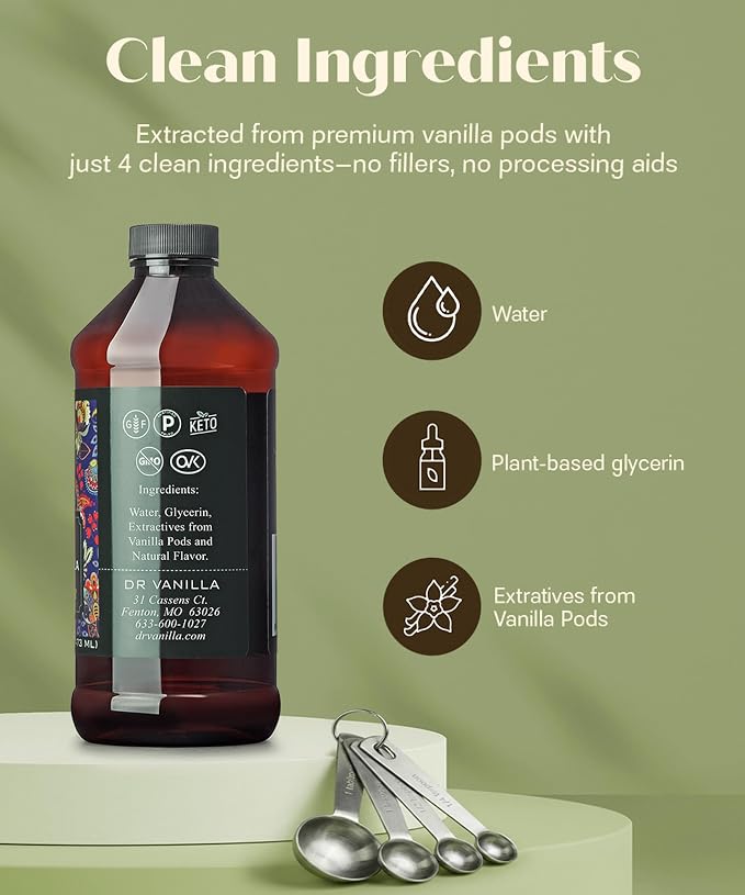 Premium Baking Vanilla Flavor, 16 fl oz - alcohol‑free, Madagascar Bourbon vanilla, sugar‑free, GMO‑free, gluten‑free, vegan, paleo, keto, kosher, and halal