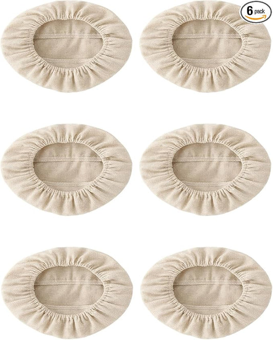 6 Pack Banneton Basket Liner Covers 10 Inch Oval Bread Proofing Liners Beige, Reusable Cotton Linen Fabric Cloths for Dough Rising Baking, Home Kitchen Sourdough Proofing Basket Accessories