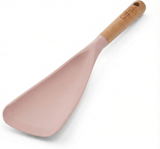 Farberware Pro Spoonula with Beechwood Handle and Built-In Hang Hole, Blush - Kitchen Scraping and Stirring Tool for Pots, Bowls, and Pans