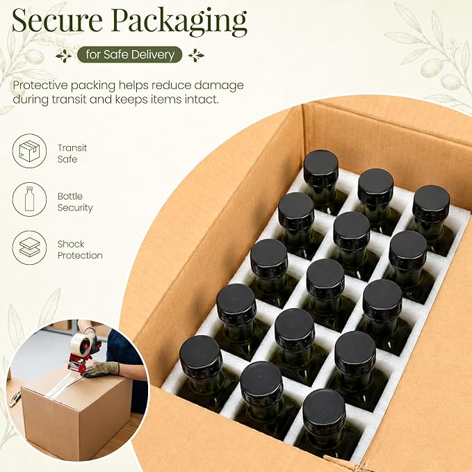 TBWIND 15 Pack 8.5oz (250ml) Glass Olive Oil Bottles with Airtight Caps | Includes Shrink Bands, Labels & Funnels; Ideal for Vanilla Extract, Infused Oils, Tinctures, Kombucha & Gift Giving