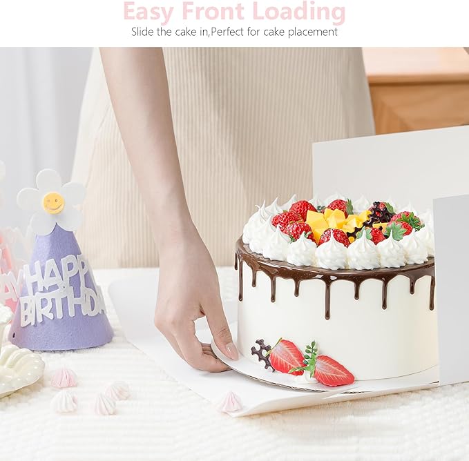 5 Pack Cake Boxes 12 Inch, White Square Cake Boxes with Cake Boards, Disposable Cardboard Cake Containers with Lids for Pastry Donuts Pies Cookies Desserts Wedding Birthday Party (12×12×8 In)