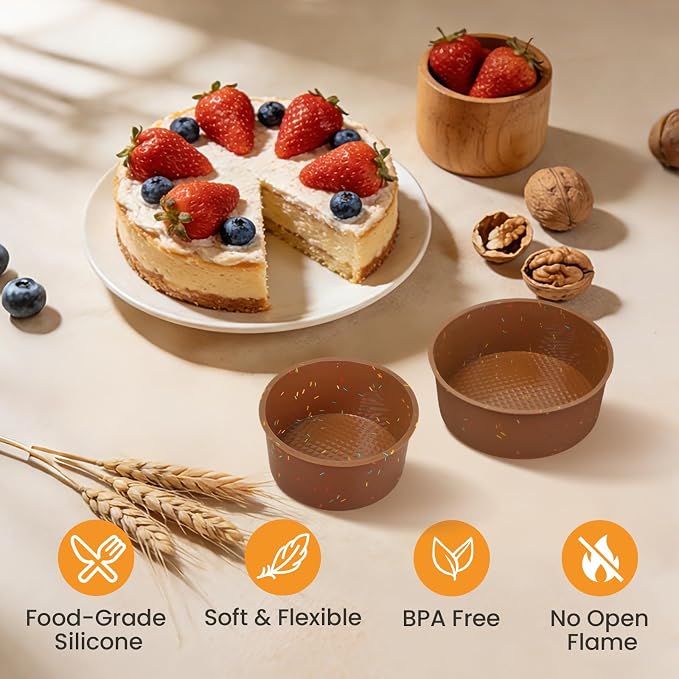 4.75 Inch Round Cake Pan, 4 Pcs Silicone Cake Pans for Baking, Nonstick Baking Mold BPA Free Dishwasher Safe, Great for Layer Cake, Cheese Cake, Chocolate Cake