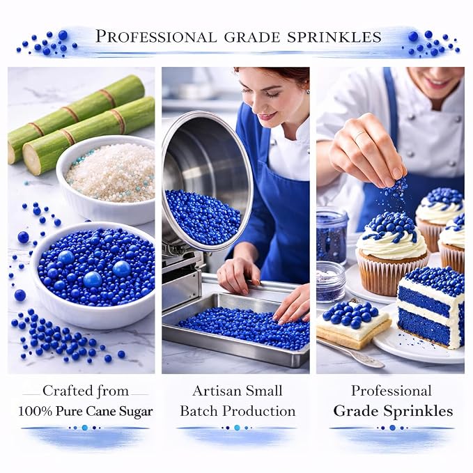Confect Edible Sky Blue Sprinkles | Mix Pearl & Vermcelli | Edible Sprinkle | Sprinkles for Baking & Cake Decorative | Cookie Sprinkle - Vegan, Gluten-Free, Nut-Free, Soy-Free, Dairy-Free, Palm Oil-Free -4.2 Oz