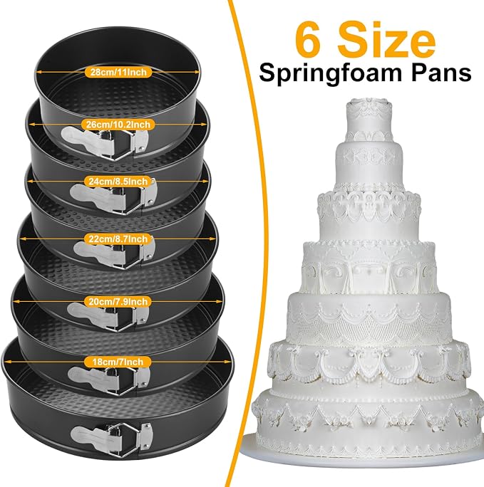 QTLCOHD Cake Pan Set for Baking, 7,8,8.5,9.5,10,11 Inch | Nonstick Springform Pan Set, Leakproof Spring Form Pans for Cheesecake with Removable Bottom, Springform Round Cake Pans Sets