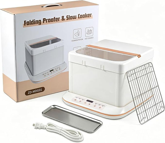 Folding Bread Proofer & Slow Cooker, 25L Capacity Digital Temp Control 32-248F, Dough Fermentation Box for Sourdough Bread Pizza Yogurt Home Baking