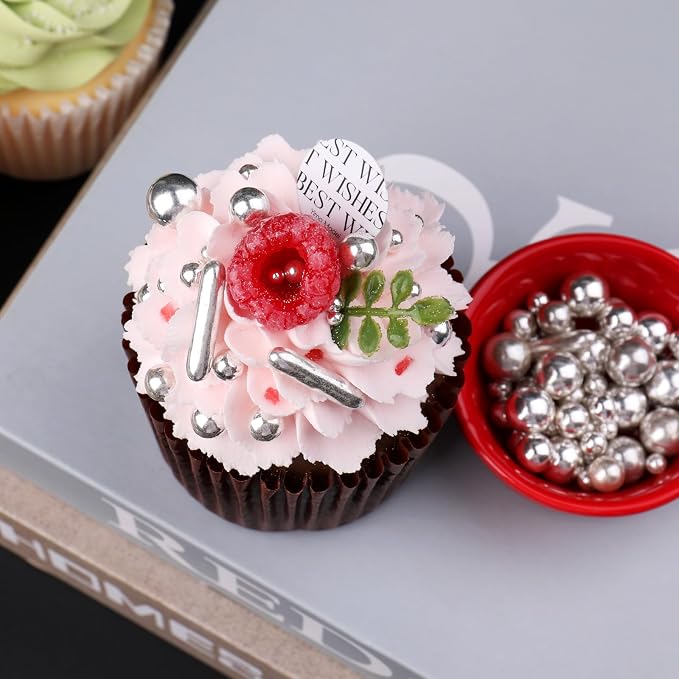 Sprinkles, Silver Pearl Sprinkles Mix, 130g/4.6oz Edible Sprinkles for Cake Decorating, Candy Baking Decorations, Ice Cream Toppings and Cookie Decorating, Wedding Party Valentines Supplies