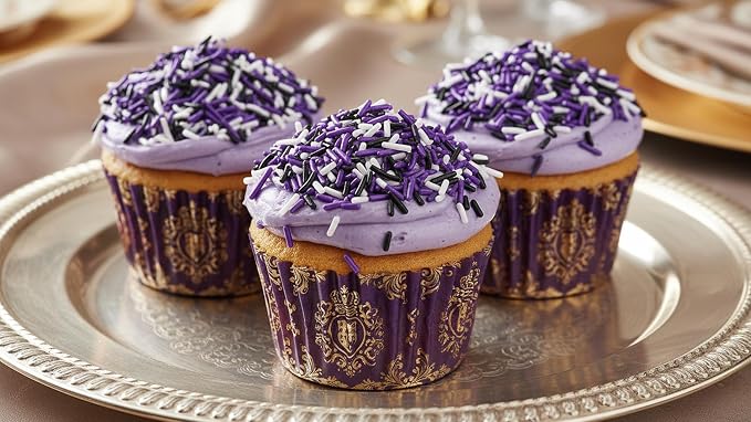 NCS Black, White & Pearlized Purple Jimmies Edible Sprinkles – Cupcake, Cake & Cookie Decorations, 7 oz