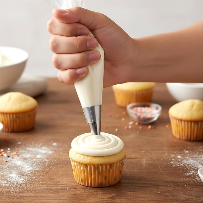 Piping Bags and Tips, 3 Pcs #12 Stainless Steel Icing Tips with 10 Bags Cupcake Piping Kit Frosting Bags and Tips for Macarons Cupcakes Cookie Pastrys Dough