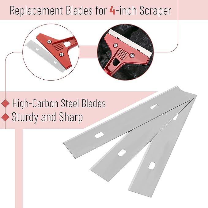 Bates- Replacement Scraper Blades, 4 Inch, 10 Pcs, Scraper Blades, Floor Scrapper Blade, Replacement Razor Blades, Carbon Steel Razor Blades, Paint Scraper Blades, 4 Inch Scraper Blades