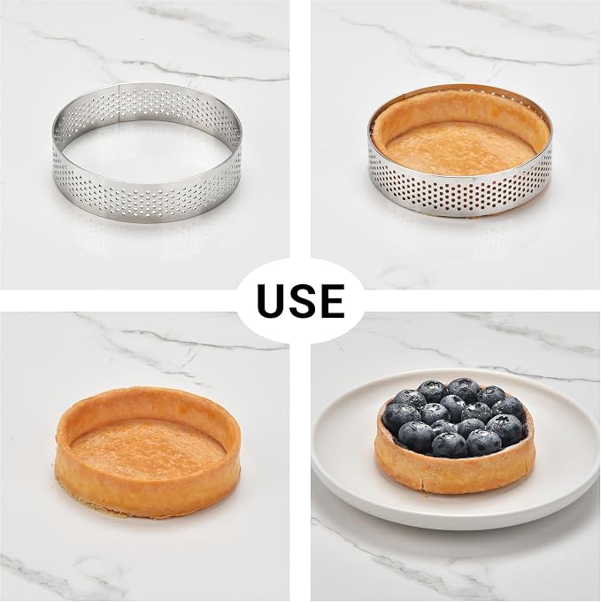304 Stainless Steel Cake Ring, Multi Shaped Fruit Tarte Crust Square Rectangle Round Oval Shape Pastry Food Ring Nonstick DIY Baking Tools - 8pcs
