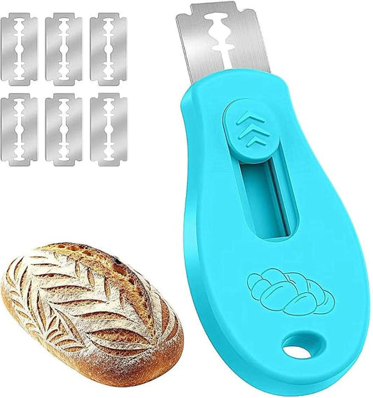Bread Lame Sourdough Scoring Tool, Extractable & Magnetic Bread Scoring Tool, Scoring Knife for Bread Baking, Bread Razor for Homemade Bread, Sourdough Scorer Tool, Includes 5 Razor Blades-Blue