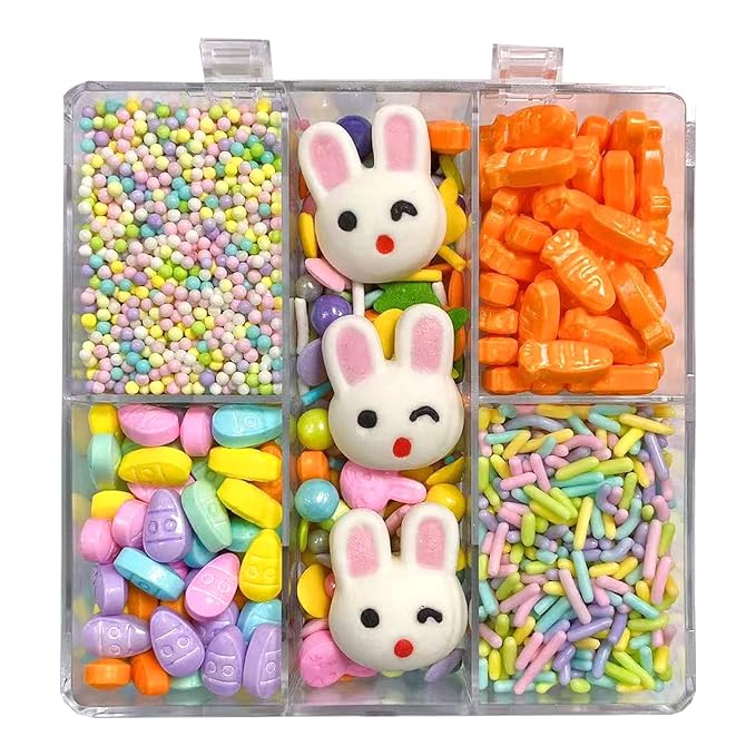 Sentovac Easter Sprinkles Pastel Nonpareils Jimmies Bunny Carrot Egg Mix Edible Sprinkle for Cake Decorating Candy Cookie Baking Decorations Spring Easter Supplies