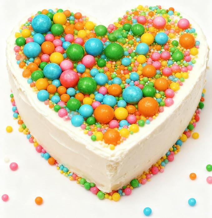 Zali Edible Pearl Sprinkles, Flower Color, 26 Colors Mixed Size | For Cake Decorating, Sugar Pearls for Cakes, Cupcakes, Cookies, Donuts & Ice Cream, Gluten Free, Food Grade