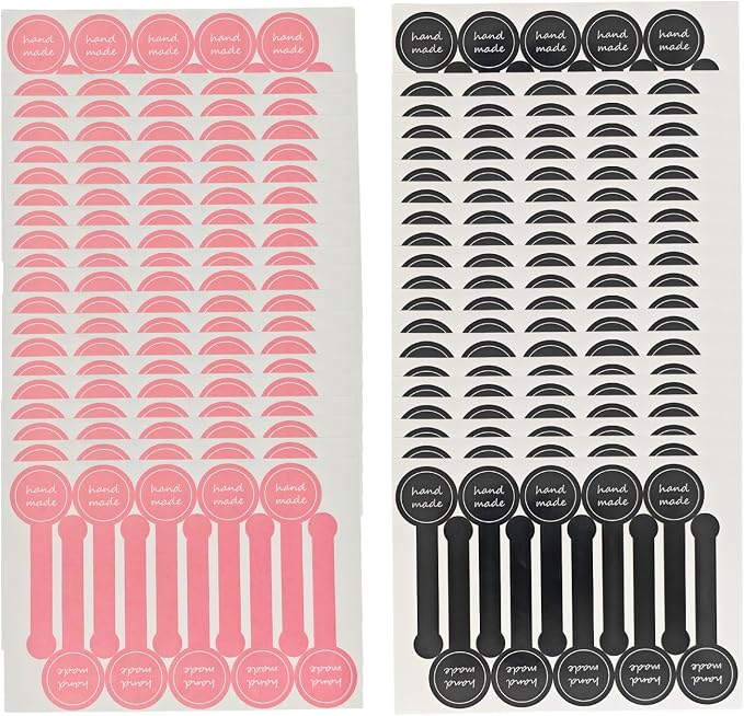 400pcs Handmade Baking Stickers, Bakery Stickers Labels for Packaging, Labels for Baked Goods, Pink + Black