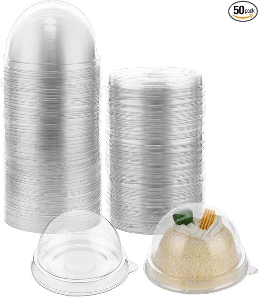 Patelai 50 Pcs Clear Plastic Mini Cupcake Container, Mini Cupcake Box Muffin Dome Muffin Single Container Box for Wedding Birthday Cheese Pastry Dessert Cake (Clear)