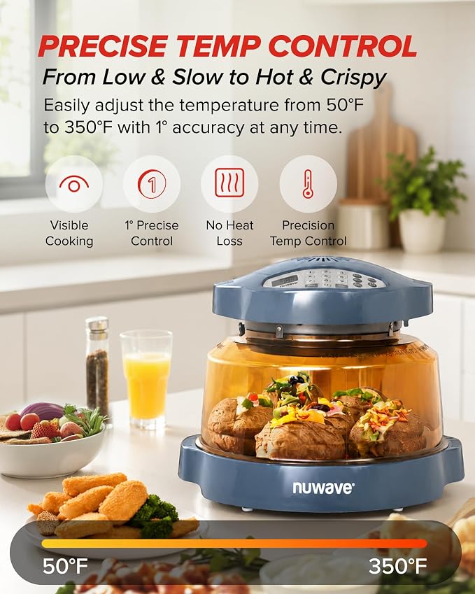 Nuwave Pro Plus 2 Air Fryer Oven, Infrared Countertop Convection, No Defrost No Preheat, Triple Combo Heating, 10-in-1 Multicooker, PFAS & BPA Free, 10LB Capacity, Dishwasher Safe Parts, 20660V03B