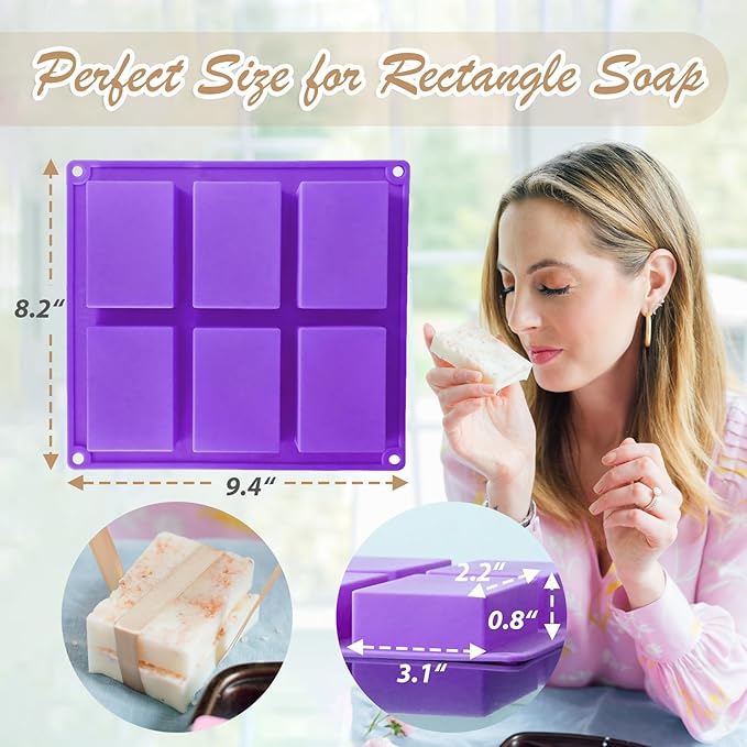 Rectangle Molds Silicone for Deep Chocolate Bar Food Grade Baking Molds for Rice Crispies Treats Cake Chocolate Bar Desserts Ice Cube Wax Melts Soap Homemade Non-stick Molds BPA free DIY Tray Molds