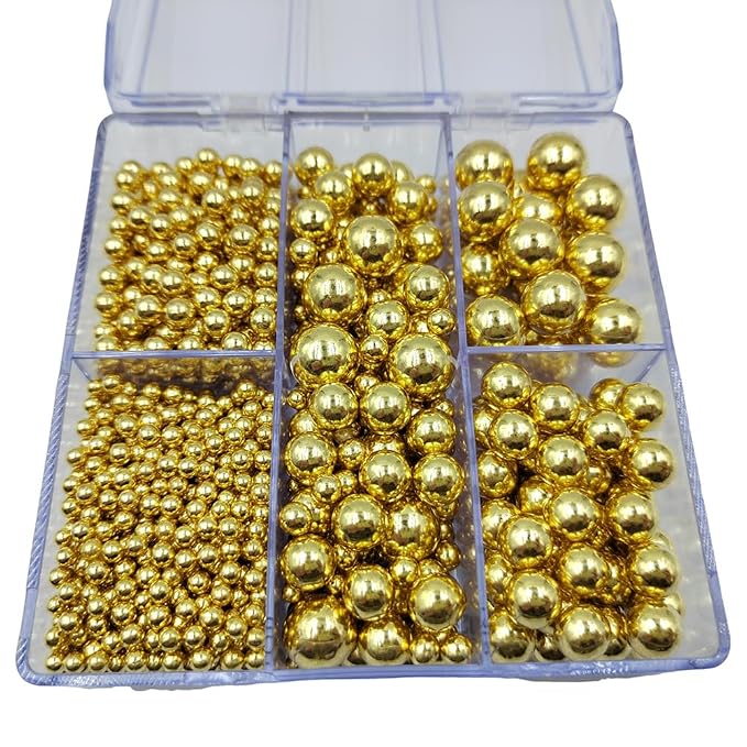 Gold Pearl Sprinkles for Cake Decorating, 4 Sizes Mix Size Sugar Pearls for Cupcake Topper, Ice Cream, Donuts, Baking Decoratings (2mm, 4mm, 7mm, 10mm)