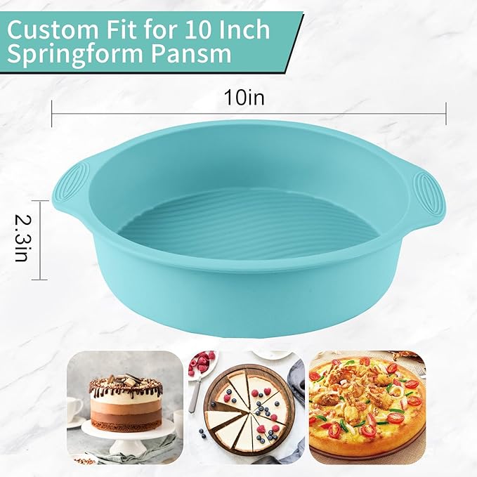 10 Inch Round Silicone Cheesecake Pan Protector – Leakproof Springform Pan Protector for Water Bath Baking, BPA Free Food Grade Silicone, Fits 10” Springform Cake Pans