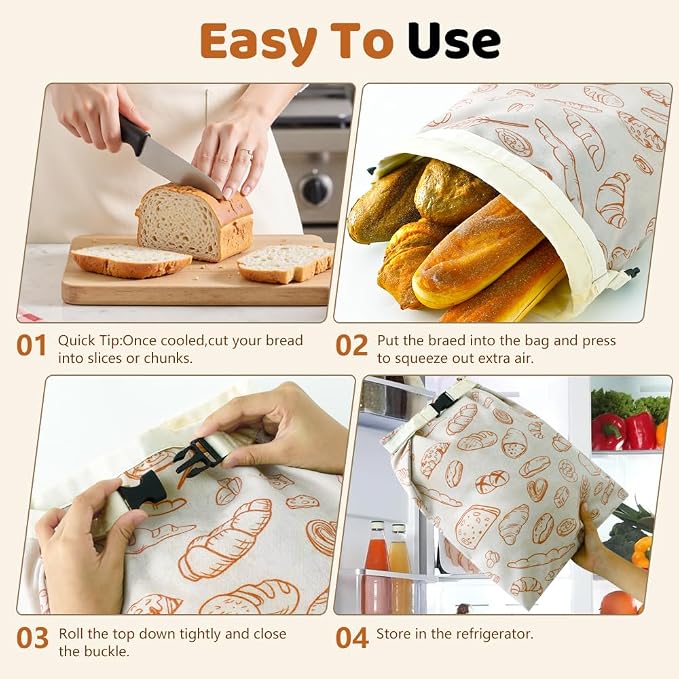Beeswax Bread Bags for Homemade bread,2 Pack Sourdough Bread Bags,Reusable Bread Bourdough Storage