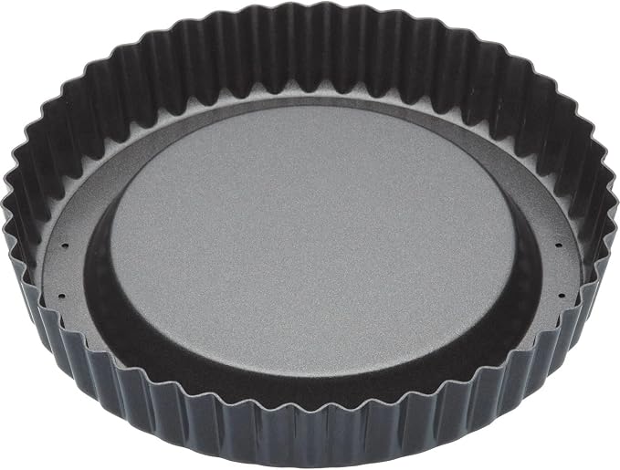 MasterClass Sponge Flan Tin with Raised Loose Base, 20 cm Fluted Tin, Non Stick, Heavy Duty Carbon Steel, PFOA Free, Grey