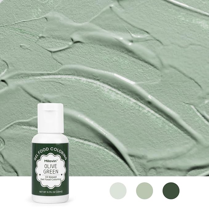 Oil Based Food Coloring for Chocolate, 20ml Edible Olive Green Oil Based Food Coloring Gel for Cake Decorating, Sugar, Candy Melts, Baking, Cookies, Icing Frosting, Meringues, Cream- 0.7 Fl. Oz(Olive Green)