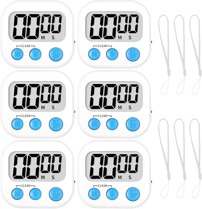 ZILLEEN Classroom Timer for Kids Teachers 6 Pack Digital Timers, White