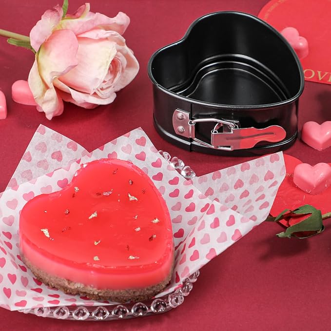 Webake Springform Pan 4 inch Heart Shape Mini Cheesecake Pan Set of 2, Cake Pan Heart Baking Molds Accessories of Instapot, Pressure Cooker, Air Fryer & Christmas, Valentine's Day Baking