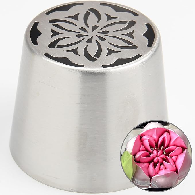 Extra Large Russian Piping Tips - Stainless Steel Flower Nozzles Set for Cake Decorating, Rose & Floral Icing Tips for Cupcakes, Cookies Professional Baking Tools (XXL, Style 50)