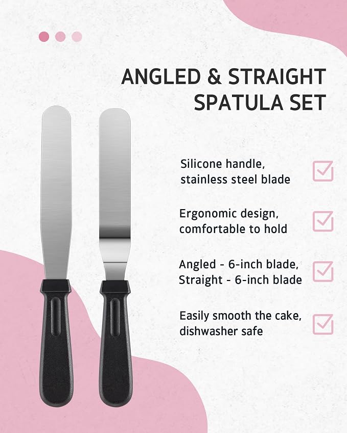 Syntus 65 PCs Cake Decorating Kit with Cake Stand Turntable, Cake Baking Supplies 30+1 Piping Bags, 24 Piping Tips, Offset & Straight Spatulas, 3 Scrapers, Leveler, 2 Couplers & 1 Tips Brush