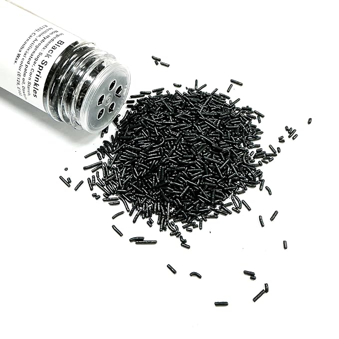 Homipooty Black Soft Jimmies Sprinkles Edible Candy Jimmies Sprinkles for Cake Decorating 78g/2.75oz Cookie Cupcake Topper Ice Cream