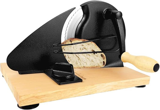 𝐔𝐩𝐠𝐫𝐚𝐝𝐞 Bread Slicer for Homemade Sourdough Bread, Black, Manual Adjustable Width, Stainless Steel Blade Metal Guide Rail,Create Perfect Slicefor Sourdough Bread Sandwich,10 Years Warranty