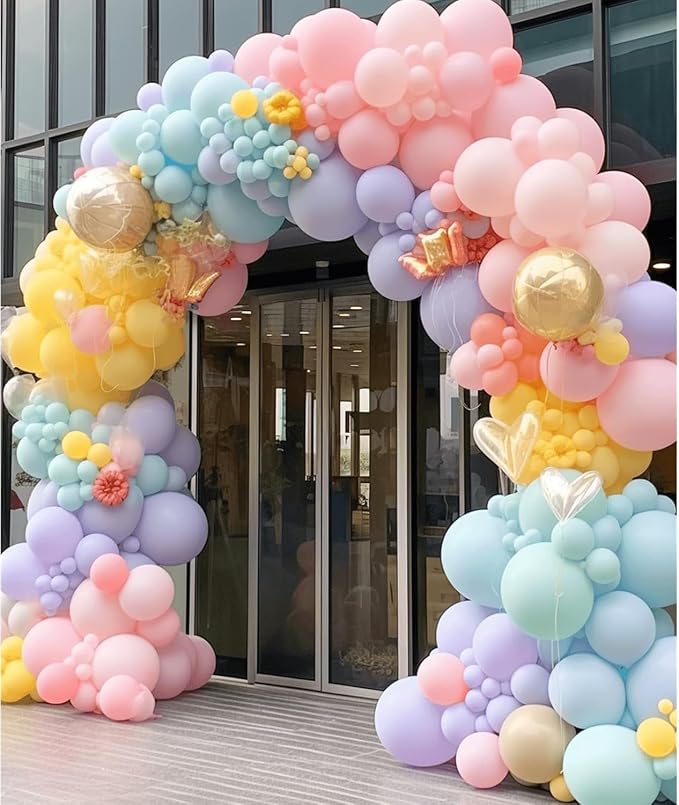 160 Pack Pastel Balloons 12 Inch Pastel Rainbow Multicolor Macaron Balloons for Party Baby Shower Gender Reveal Easter Decorations