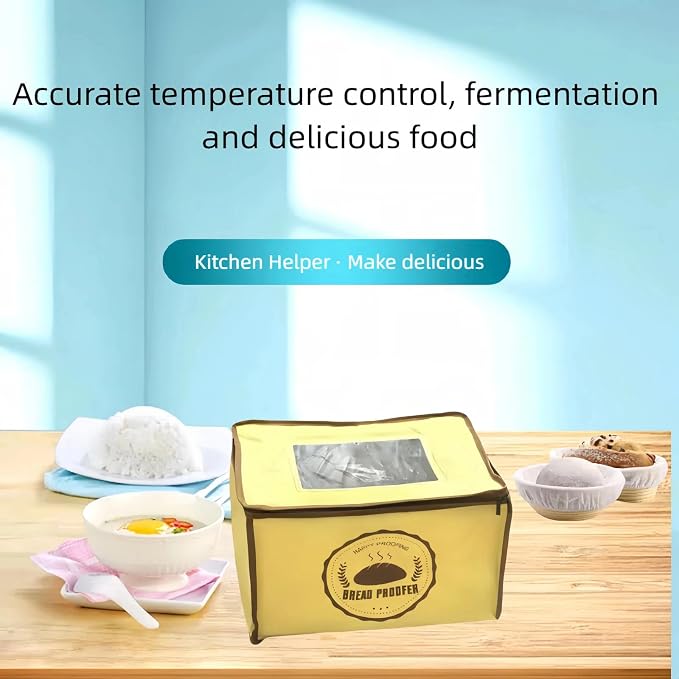 Bread Proofing Box for Sourdough Baking, Folding Dough Fermentation Box with Digital Temperature & Humidity Control for Bulk Fermentation and Dough Rising