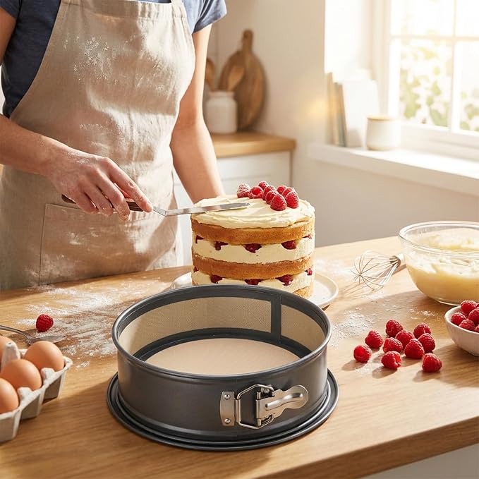2 Pack Silicone Baking Mat for Springform Pan 9 Inch, Non Stick Reusable Cheesecake Pan Protector, Prevents Sticking to Bottom and Sides, Easy Clean Non Stick Liner
