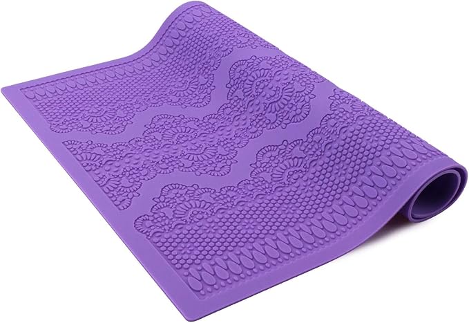 Beasea Fondant Lace Mold, Silicone Lace Mould for Cake Decorating Molds Silicone Shapes Border Decoration, Fondant Impression Mat Purple for Chocolate Sugar Sugarcraft Candy Cupcake Baking Embossing