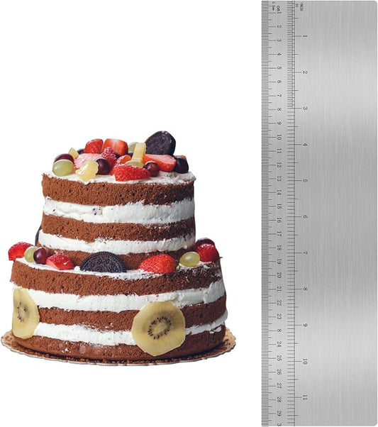12 Inches Stainless Steel Cake Scraper Leveler and Smoother Metal Cake Scraper Frosting Smoother Baking Scraper Tool for Buttercream
