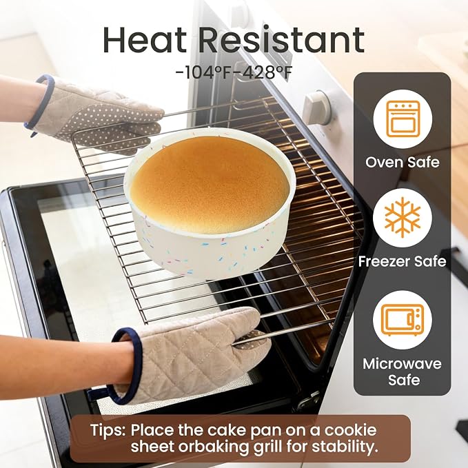 6 Inch Silicone Round Cake Pan, 2 Pcs Silicone Cake Pans, Nonstick Baking Mold BPA Free Dishwasher Safe, Great for Layer Cake, Cheese Cake, Chocolate Cake