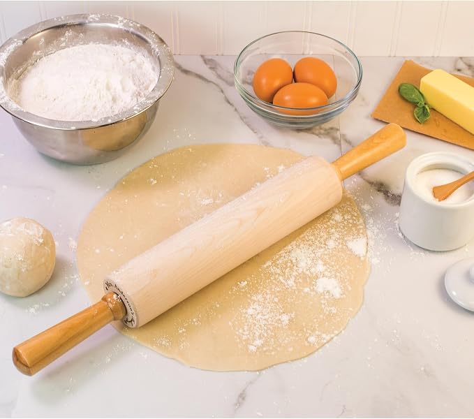 Mrs. Anderson’s Baking Stainless Steel Ball Bearing, Classic Wooden Rolling Pin, Made in America, 10-Inch x 2.25-Inch