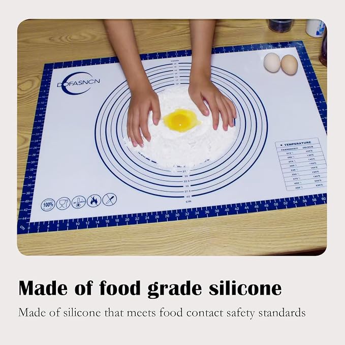 Silicone Pastry Mat for Rolling Dough Non Slip Non Stick Dough Mat for Restaurants & Home Baking (blue, 19.7"x27.6")