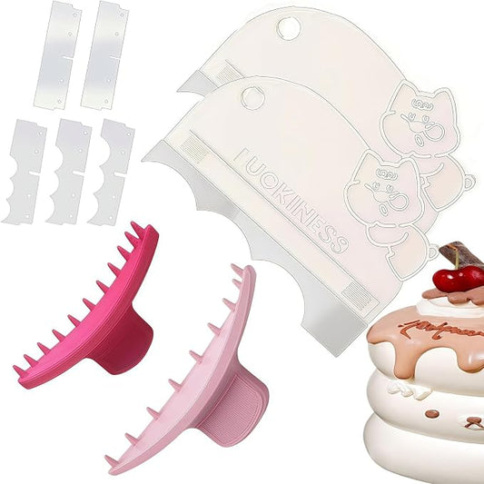 2PCS Cake Smoother Scraper,Arch Guide Tool | Cake DecoratingSuppliesRemovableandreplaceablescraping blades(included replaceablescrapers)for6-12"One Large and One Small