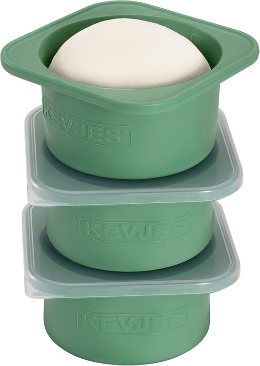 PLUS-Large 1000ml Pizza Dough Proofing Boxes for DIY Artisan Pizza, Food Grade Silicone Stackable Containers with Lids, Sturdy Reinforced Steel. Freezer, Fridge, Dishwasher Safe (3Green Plus)