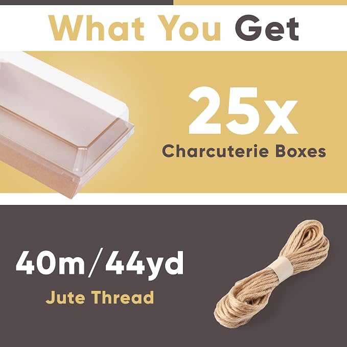 Leafiew 25 Pack 7x5 Inches Charcuterie Boxes with Clear Lids - Individual To Go Paper Charcuterie Board with Lid, Disposable Food Containers for Desserts, Cookie, Food, Charcuterie Accessories