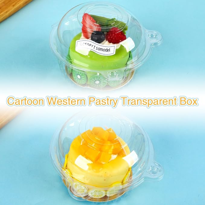 Hewnda 100 Pack Plastic Single Individual Cupcake Muffin Dome Holders Cases Boxes Cups Pods,Great for parties or cake,muffin sales