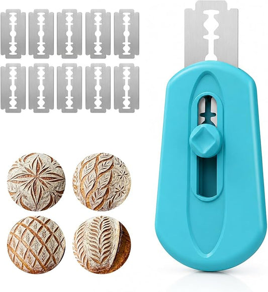 Magnetic Lame Bread Tool with Extractable Blade, Professional Bread Lame Sourdough Scoring Tool with Ergonomic Handle, Sourdough Scorer Knife for Homemade Baking, Includes 10 Replacement Razor Blades
